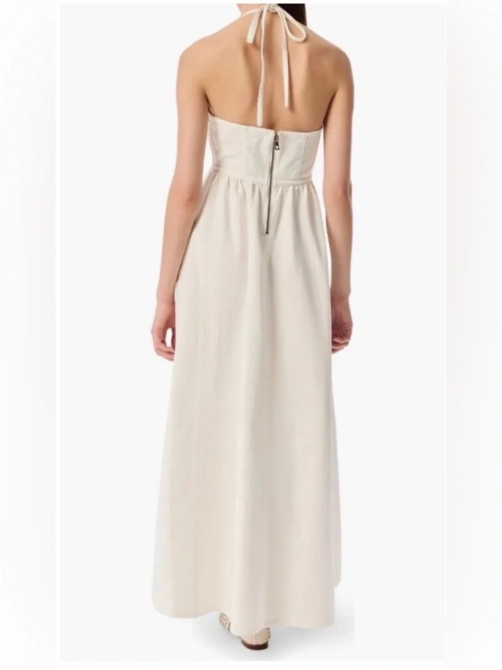 Robert Rodriguez White Embroidered Halter Maxi Dress NWOT Size 12